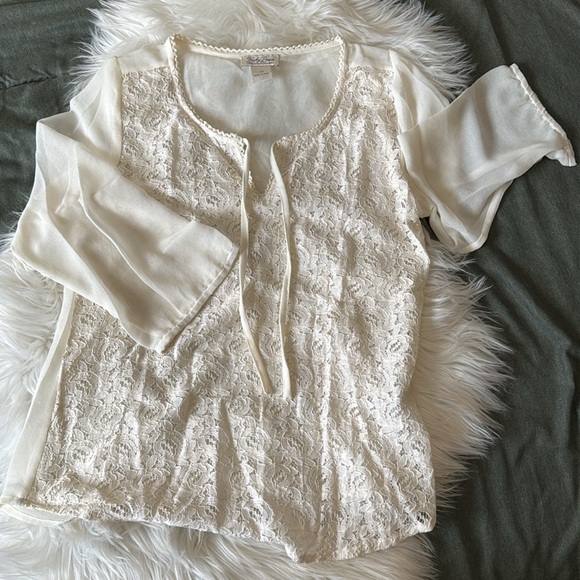 L u c k y  B r a n d • Vintage Y2K lace boho festival coastal cowgirl top - Picture 2 of 7